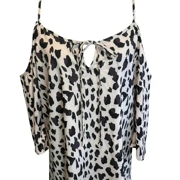 Cold Shoulder Cheetah Print Mini Dress Size L - Picture 3 of 10